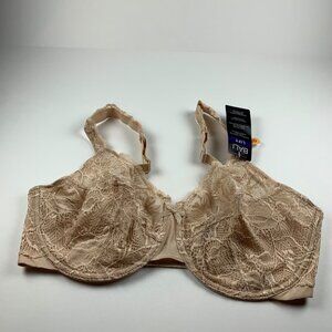 Bali Womens Floral Lace Desire Comfort-U Strap Beige Underwire Bra Size 38DD NWT